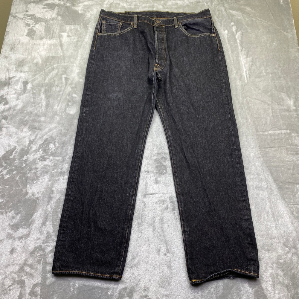 Levi's 501 Jeans Mens Button Fly Black Denim Pants Sz 40 Fits 37" Western Retro